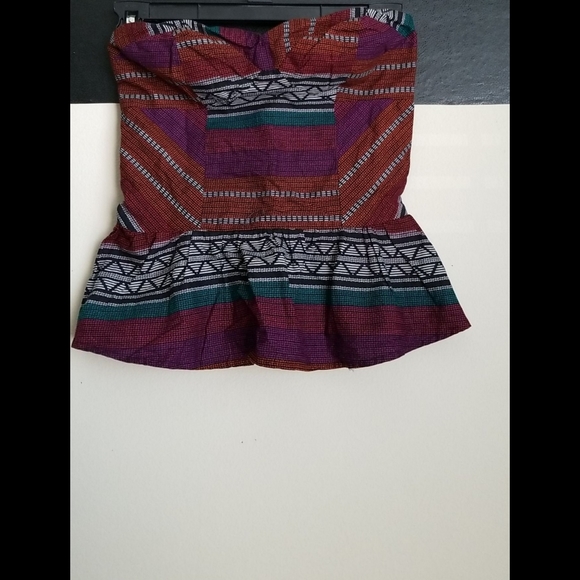 🆕️ LISTING!! NWOT TRIBAL PRINT STRAPLESS PEPLUM BUSTIER TOP - Picture 4 of 9